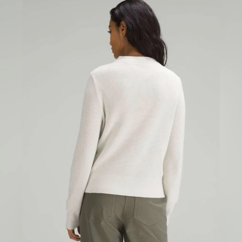 Lululemon Boxy Cotton-Blend Sweater Heathered Bone Cream sz est 8-10 - Picture 2 of 9
